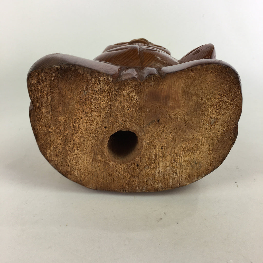 Japanese Wooden Statue Vtg 7 Lucky Gods Ebisu Wood Carving Brown BD682