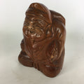 Japanese Wooden Statue Vtg 7 Lucky Gods Ebisu Wood Carving Brown BD682