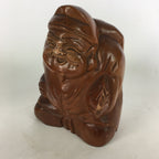 Japanese Wooden Statue Vtg 7 Lucky Gods Ebisu Wood Carving Brown BD682