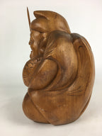 Japanese Wooden Statue Vtg 7 Lucky Gods Ebisu Wood Carving Brown BD807
