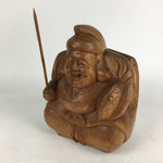 Japanese Wooden Statue Vtg 7 Lucky Gods Ebisu Wood Carving Brown BD807