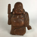 Japanese Wooden Statue Vtg 7 Lucky Gods Hotei Wood Carving Brown BD646
