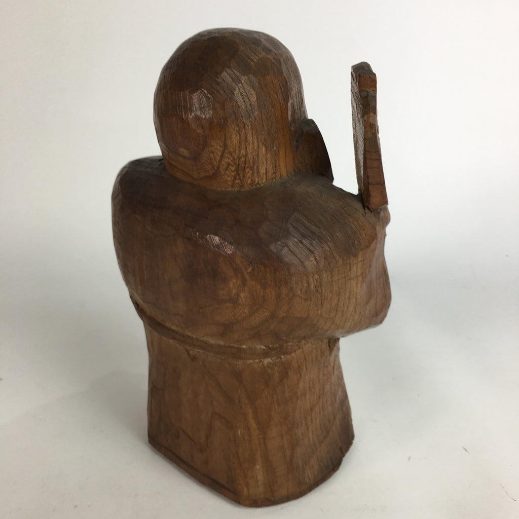 Japanese Wooden Statue Vtg 7 Lucky Gods Hotei Wood Carving Brown BD646