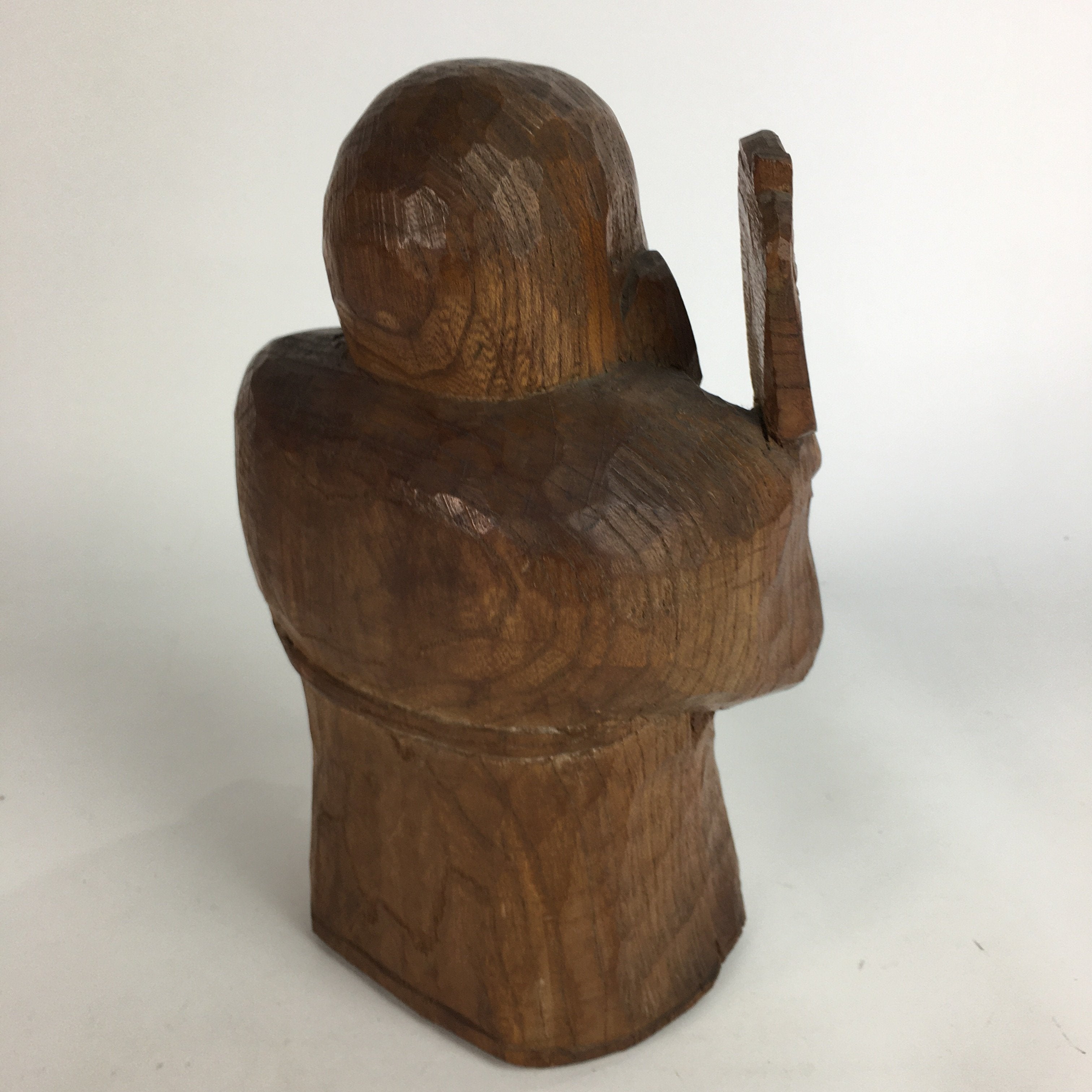 Japanese Wooden Statue Vtg 7 Lucky Gods Hotei Wood Carving Brown BD646