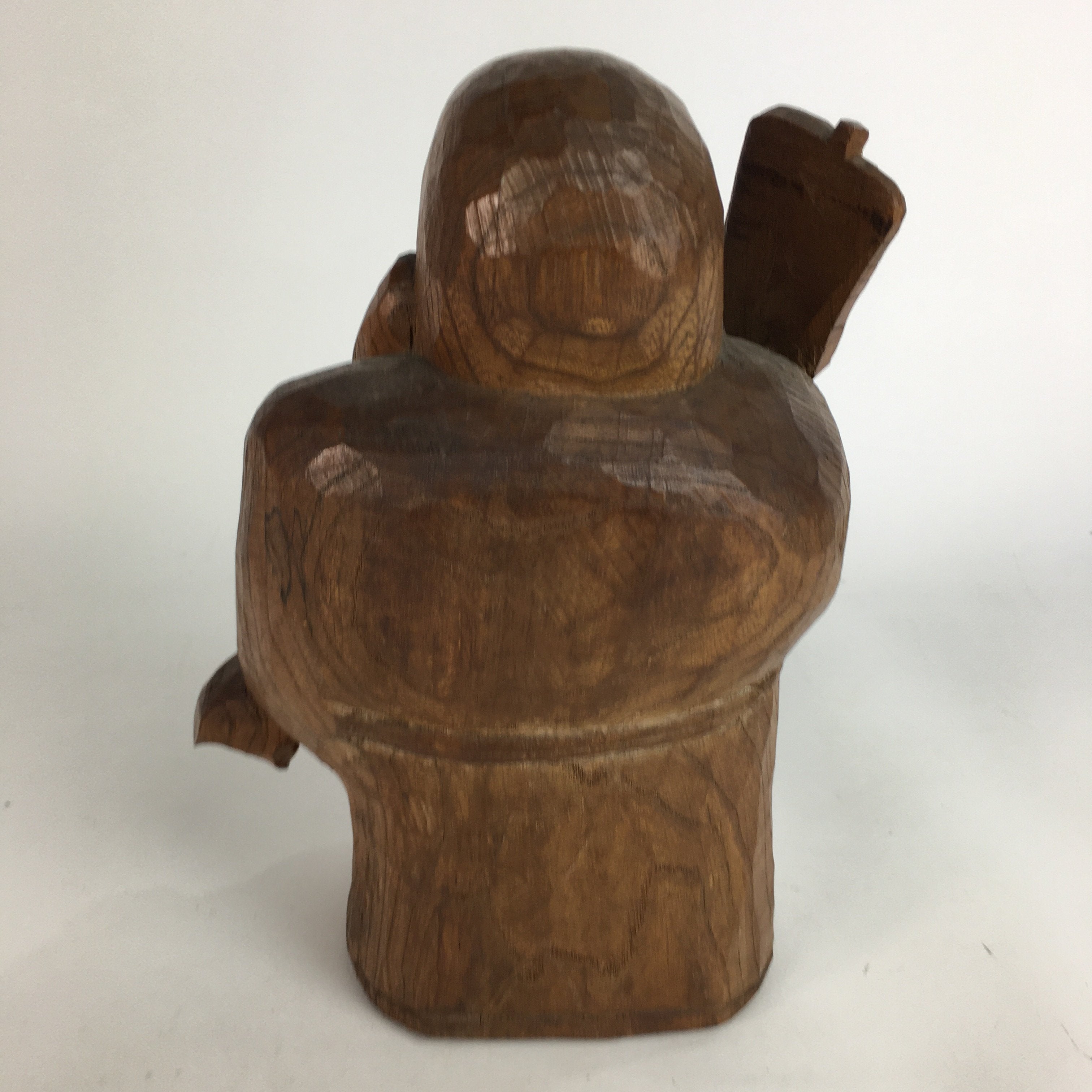 Japanese Wooden Statue Vtg 7 Lucky Gods Hotei Wood Carving Brown BD646