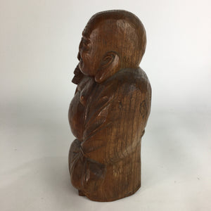 Japanese Wooden Statue Vtg 7 Lucky Gods Hotei Wood Carving Brown BD646