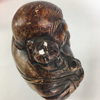 Japanese Wooden Statue Vtg 7 Lucky Gods Hotei Wood Plaster Brown BD685
