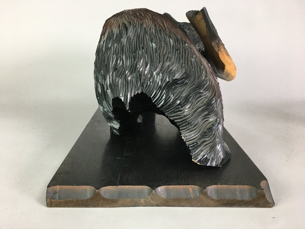 Japanese Wooden Statue Vtg Ainu Bear Wood Carving Ornament Brown AB86