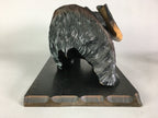 Japanese Wooden Statue Vtg Ainu Bear Wood Carving Ornament Brown AB86