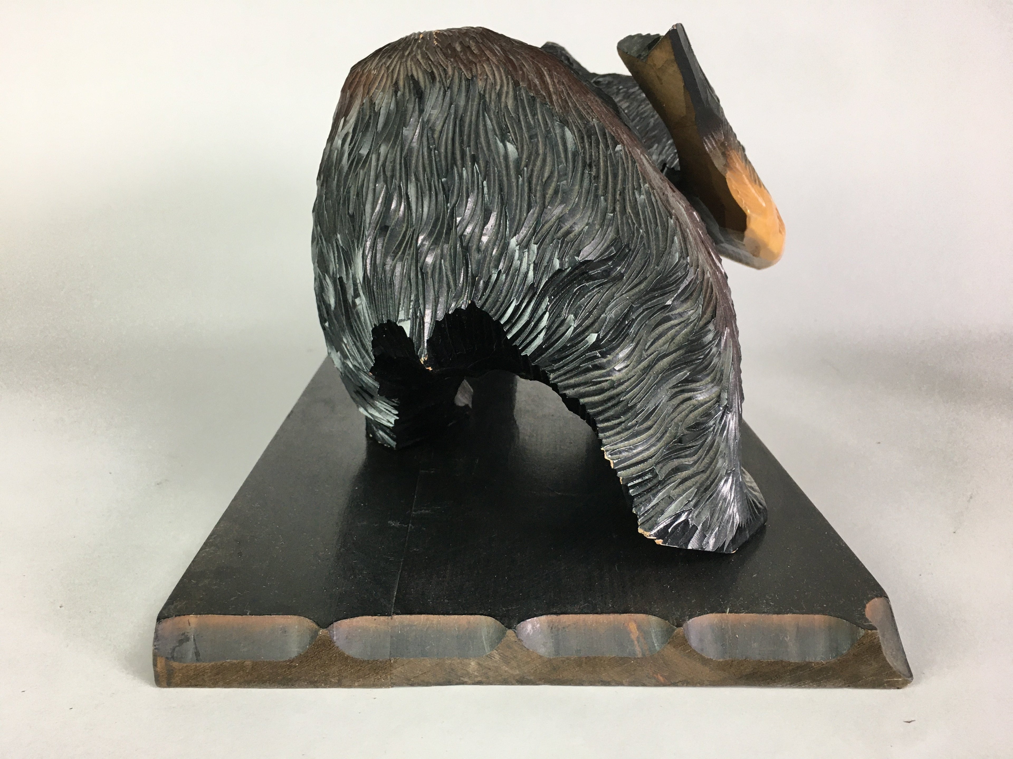 Japanese Wooden Statue Vtg Ainu Bear Wood Carving Ornament Brown AB86