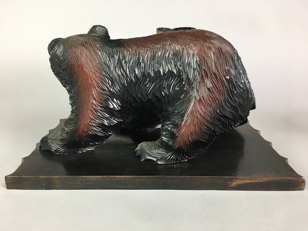 Japanese Wooden Statue Vtg Ainu Bear Wood Carving Ornament Brown AB86