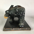 Japanese Wooden Statue Vtg Ainu Bear Wood Carving Ornament Brown AB86