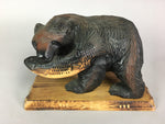 Japanese Wooden Statue Vtg Ainu Bear Wood Carving Ornament Brown AB87