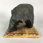 Japanese Wooden Statue Vtg Ainu Bear Wood Carving Ornament Brown AB87