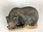 Japanese Wooden Statue Vtg Ainu Bear Wood Carving Ornament Brown AB87
