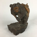 Japanese Wooden Statue Vtg Ainu Bear Wood Carving Ornament Brown AB88
