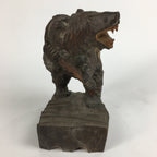 Japanese Wooden Statue Vtg Ainu Bear Wood Carving Ornament Brown AB88