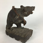 Japanese Wooden Statue Vtg Ainu Bear Wood Carving Ornament Brown AB88