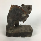 Japanese Wooden Statue Vtg Ainu Bear Wood Carving Ornament Brown AB88