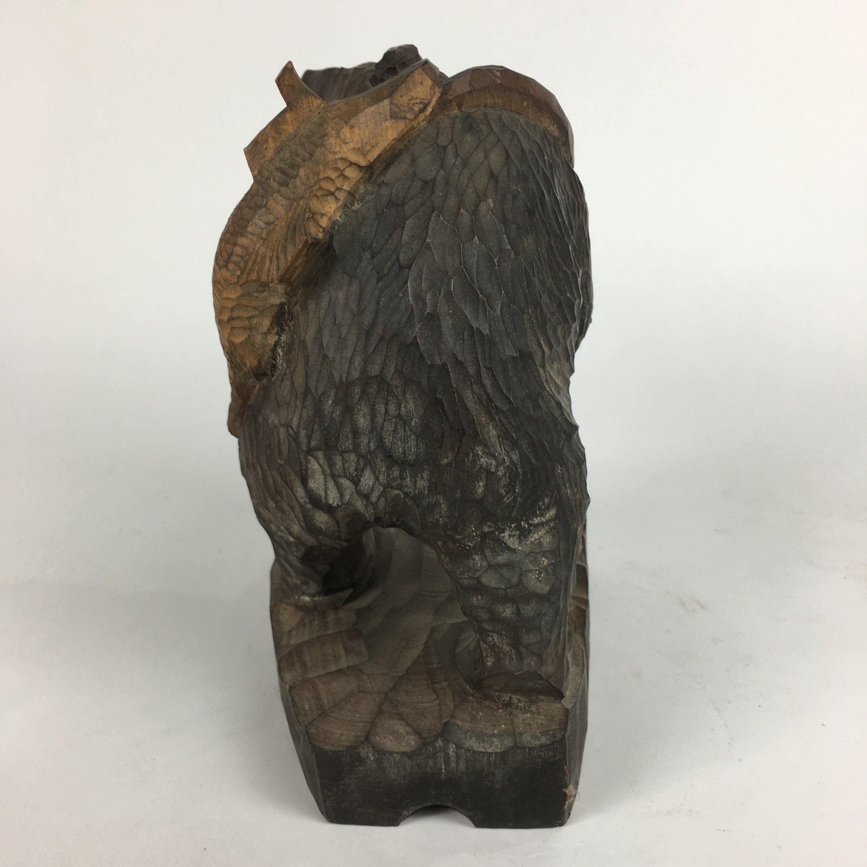 Japanese Wooden Statue Vtg Ainu Bear Wood Carving Ornament Brown AB88
