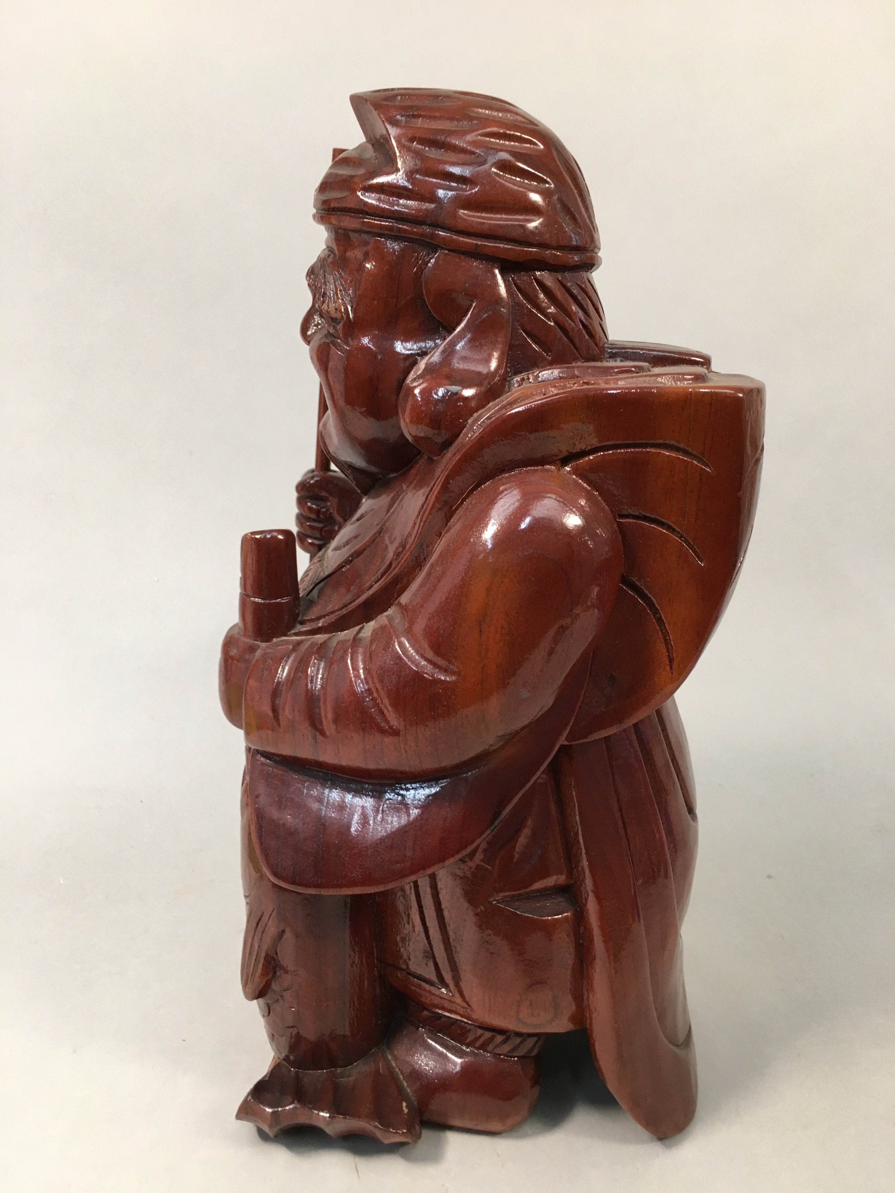 Japanese Wooden Statue Vtg Buddhist Ebisu 7 Gods Good Fortune BD551