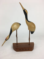 Japanese Wooden Statue Vtg Crane Wood Carving Decoration Kushiro Wetland BD720