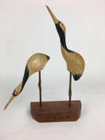 Japanese Wooden Statue Vtg Crane Wood Carving Decoration Kushiro Wetland BD720