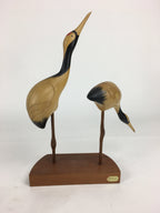 Japanese Wooden Statue Vtg Crane Wood Carving Decoration Kushiro Wetland BD720