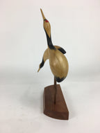 Japanese Wooden Statue Vtg Crane Wood Carving Decoration Kushiro Wetland BD720