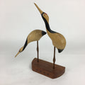 Japanese Wooden Statue Vtg Crane Wood Carving Decoration Kushiro Wetland BD720