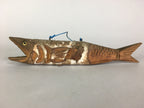 Japanese Wooden Statue Vtg Fish Wood Carving Hanging Decoration Brown BD625