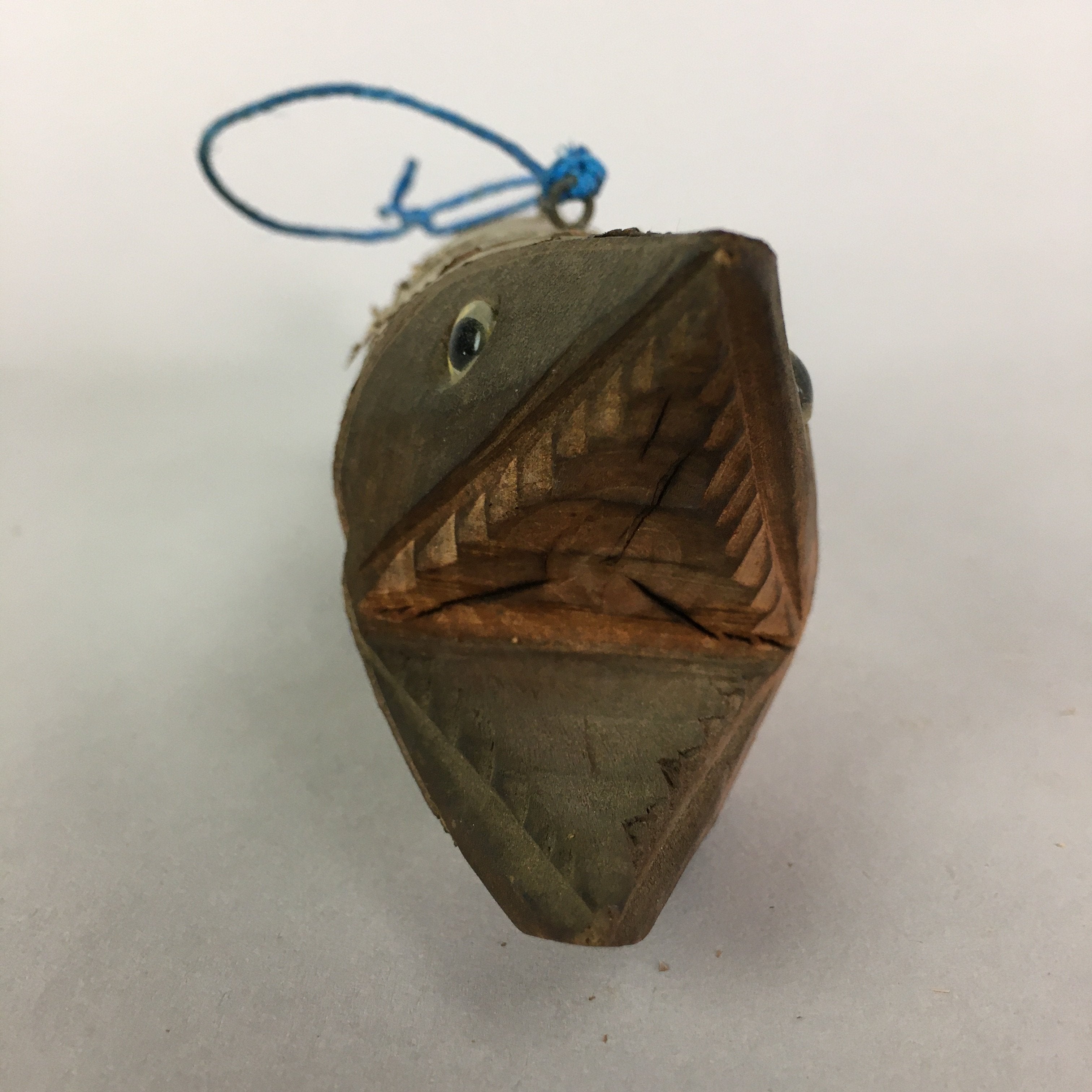 Japanese Wooden Statue Vtg Fish Wood Carving Hanging Decoration Brown BD625