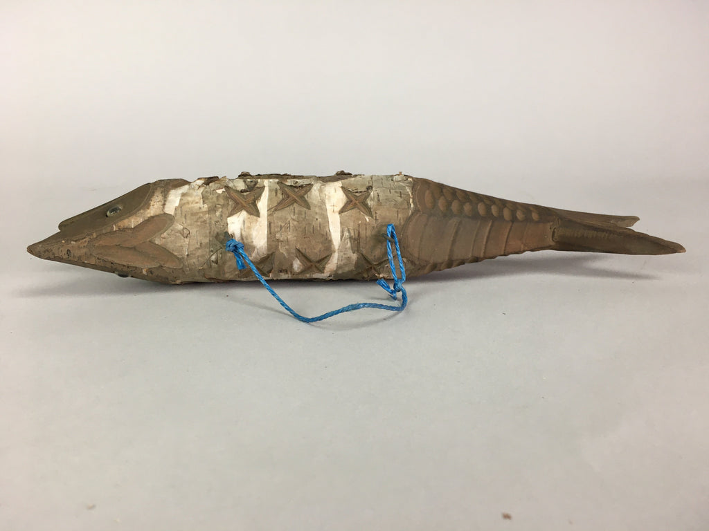 Japanese Wooden Statue Vtg Fish Wood Carving Hanging Decoration Brown BD625