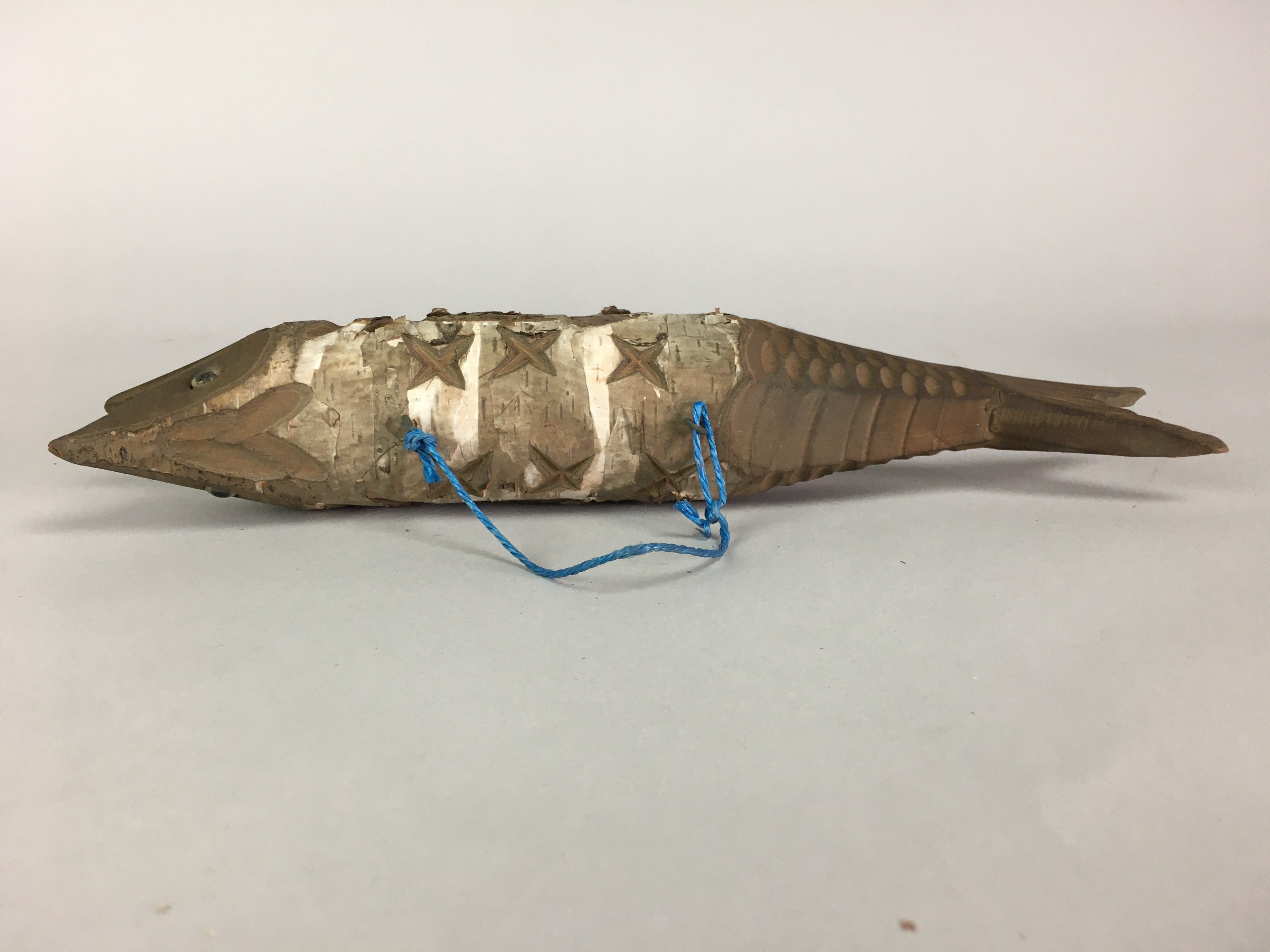 Japanese Wooden Statue Vtg Fish Wood Carving Hanging Decoration Brown BD625