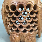 Japanese Wooden Statue Vtg Lucky Charm Owl Bird Brown BD572