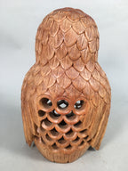 Japanese Wooden Statue Vtg Lucky Charm Owl Bird Brown BD572