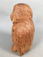 Japanese Wooden Statue Vtg Lucky Charm Owl Bird Brown BD572