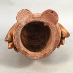 Japanese Wooden Statue Vtg Lucky Charm Owl Bird Brown BD572