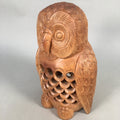 Japanese Wooden Statue Vtg Lucky Charm Owl Bird Brown BD572