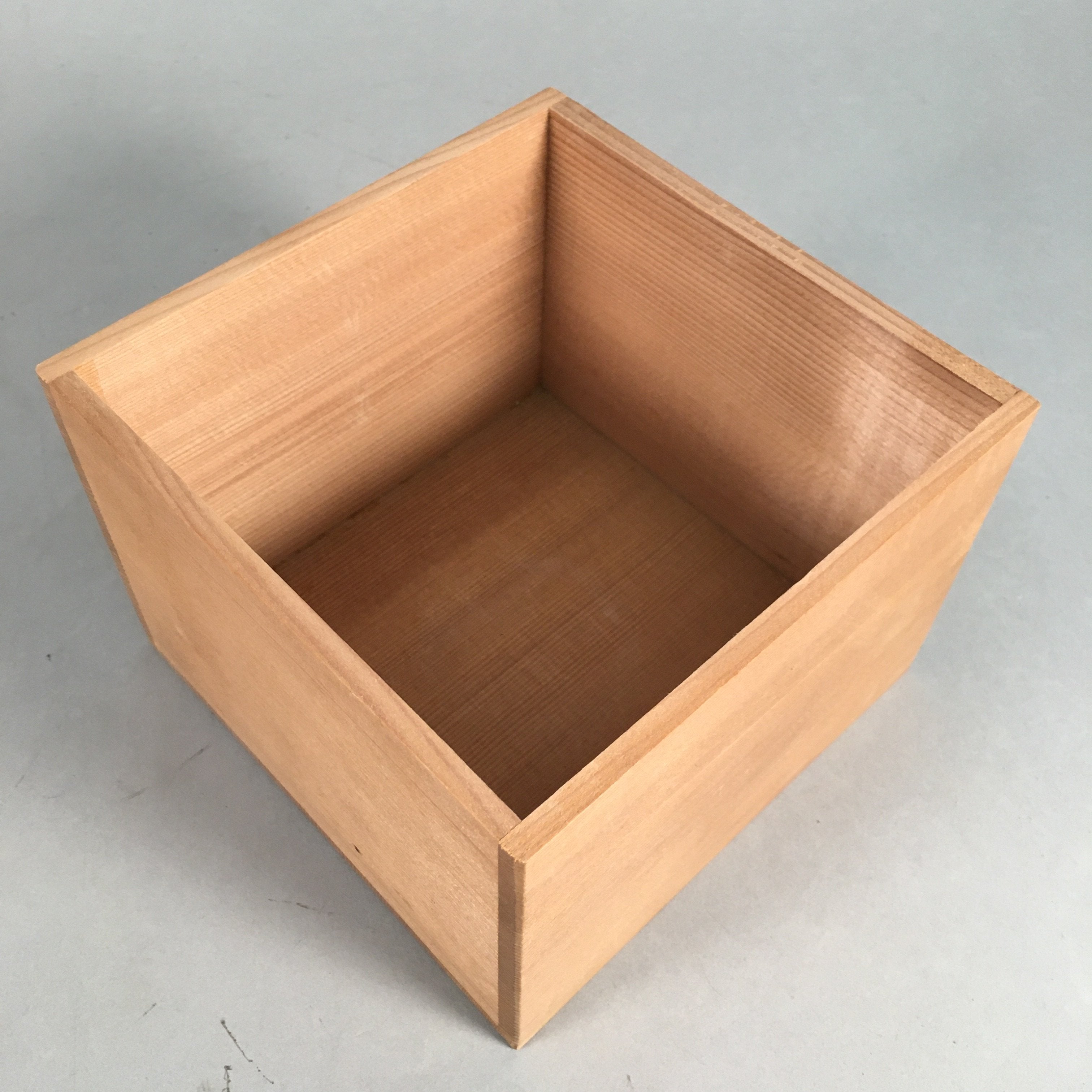 Japanese Wooden Storage Box Pottery Vtg Hako Inside 13.9x13.8x10.2cm WB764