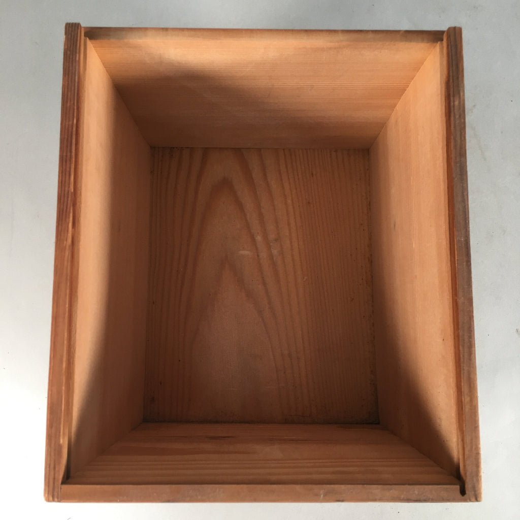 Japanese Wooden Storage Box Pottery Vtg Hako Inside 17.6x17.5x21.5cm WB760