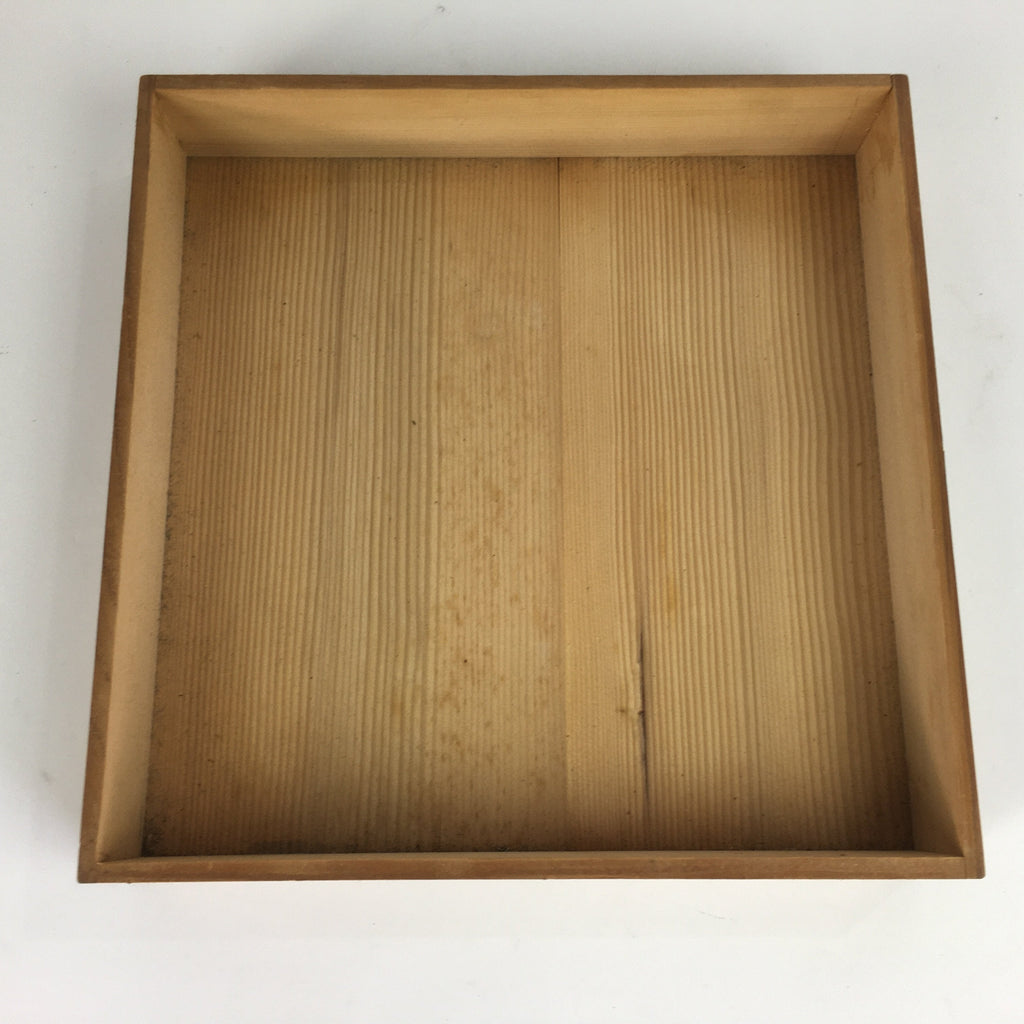 Japanese Wooden Storage Box Pottery Vtg Hako Inside 32.7x32.7x5.5cm WB792