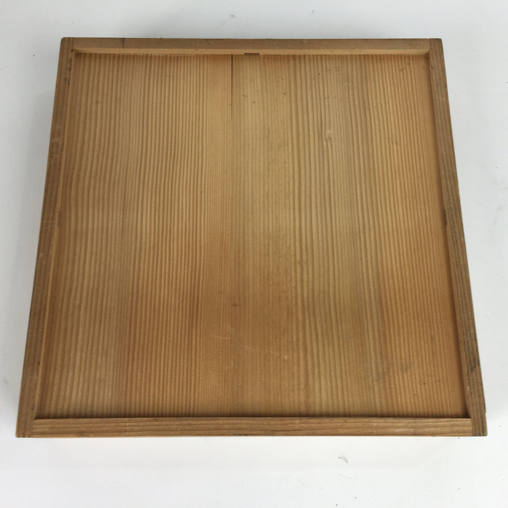 Japanese Wooden Storage Box Pottery Vtg Hako Inside 32.7x32.7x5.5cm WB792