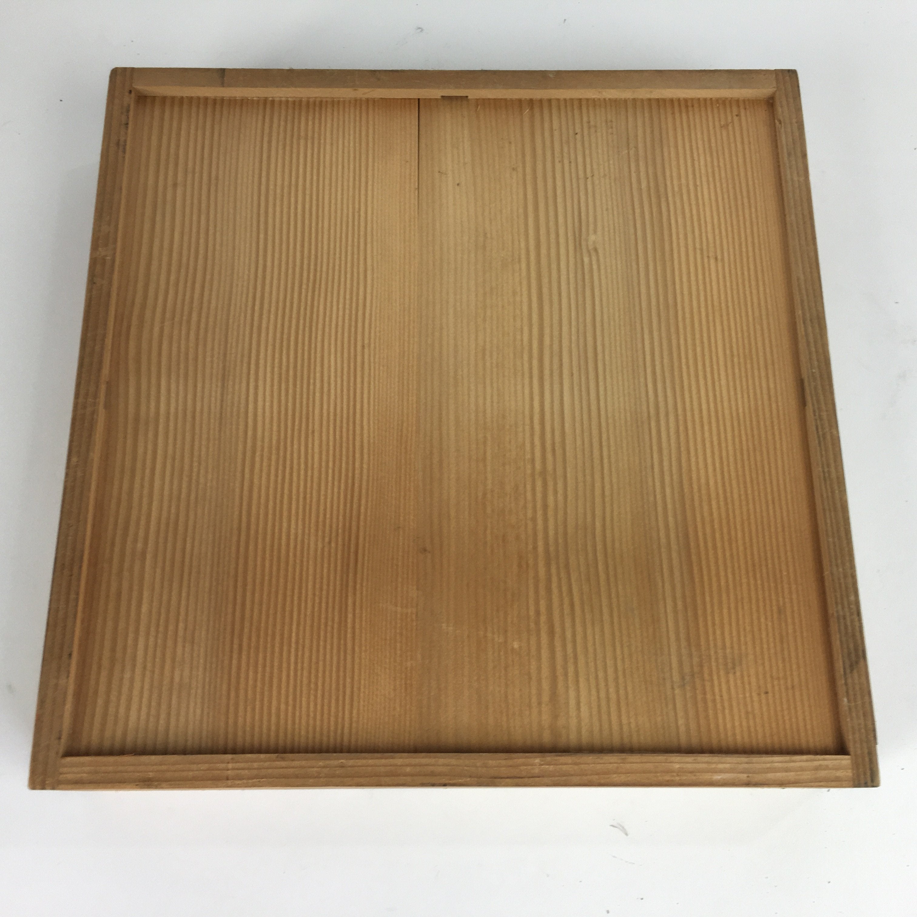 Japanese Wooden Storage Box Pottery Vtg Hako Inside 32.7x32.7x5.5cm WB792