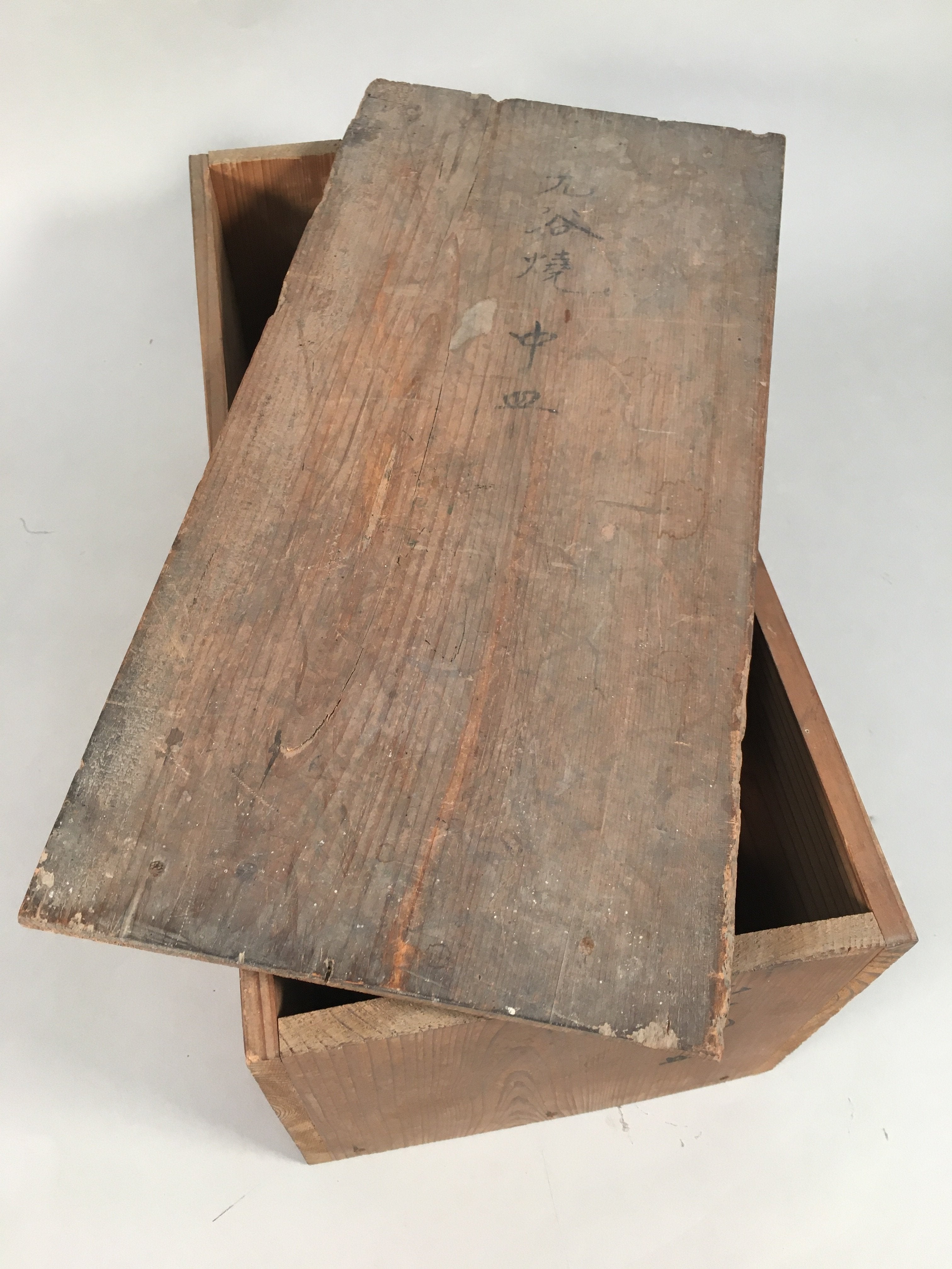 Japanese Wooden Storage Box Pottery Vtg Hako Inside 37x16.5x15cm WB765