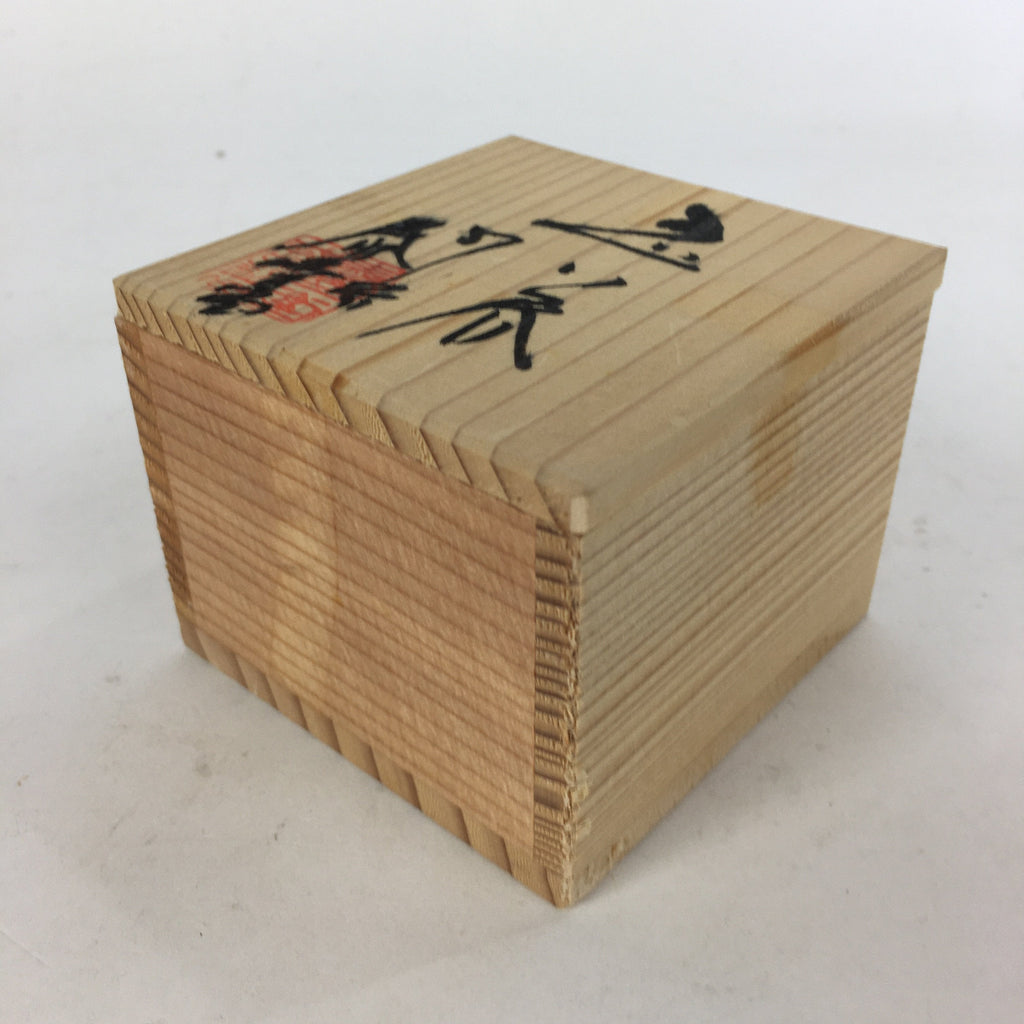 Japanese Wooden Storage Box Pottery Vtg Small Hako Inside 7 x 6.8x5.3cm WB805