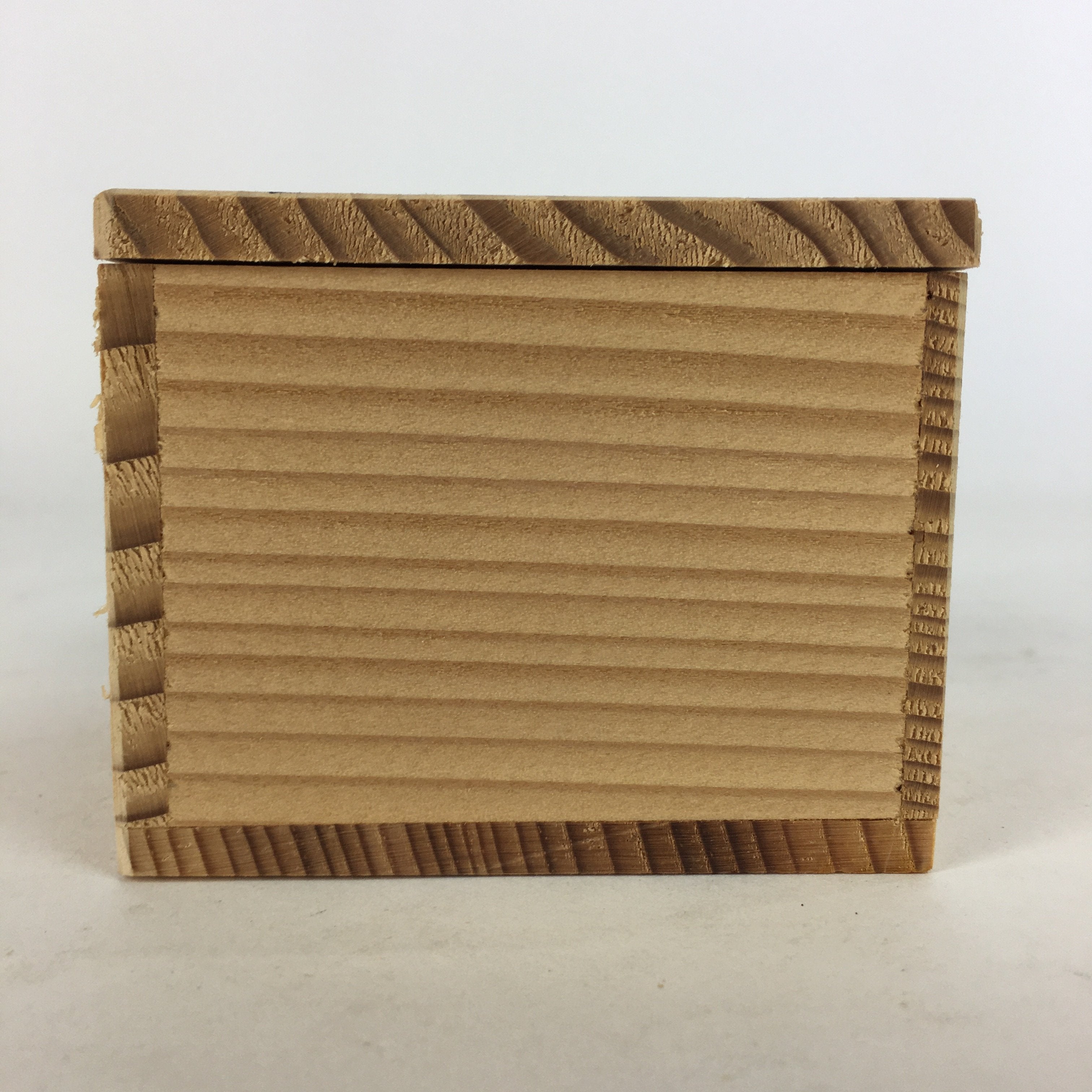 Japanese Wooden Storage Box Pottery Vtg Small Hako Inside 7.1x 6.9x5.4cm WB807