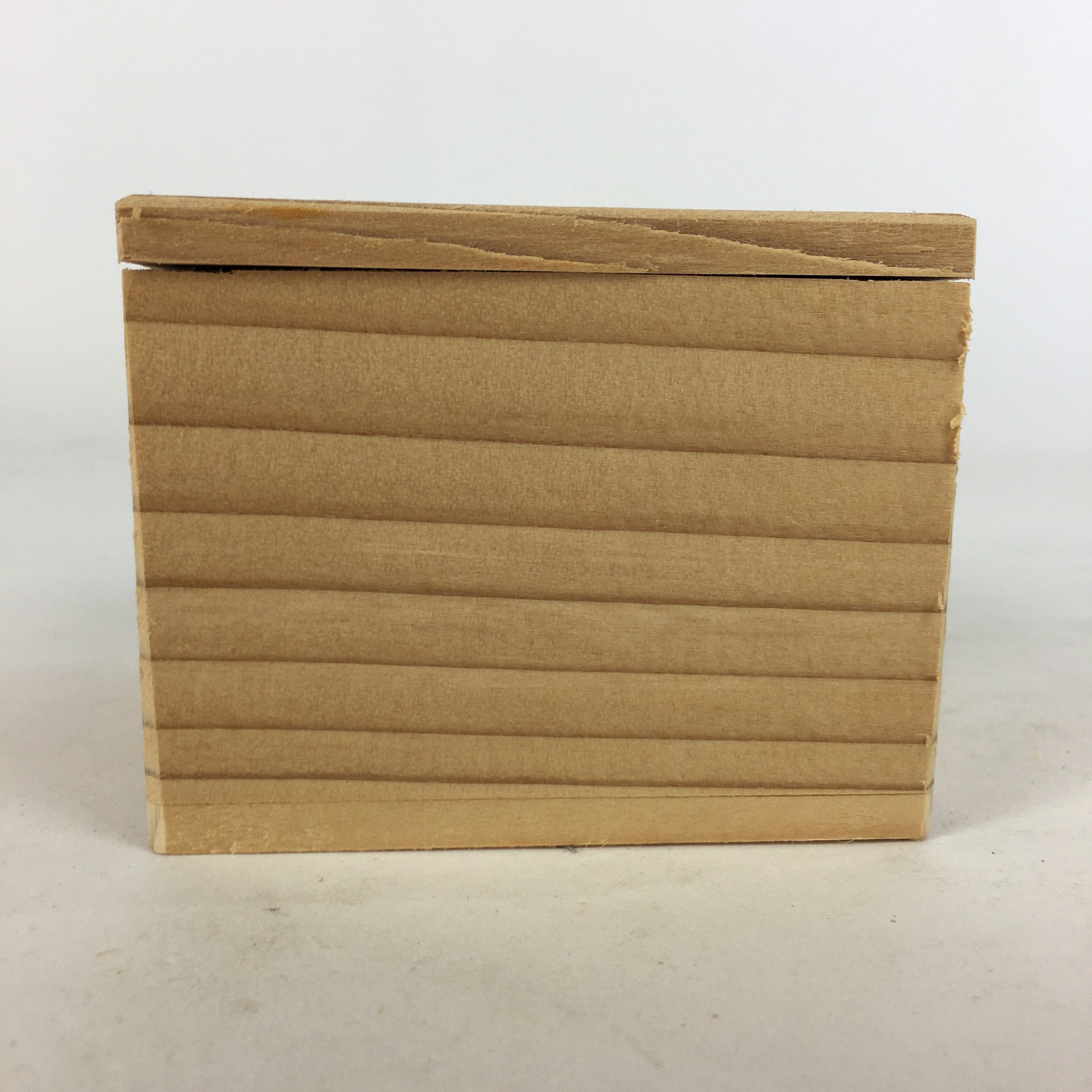 Japanese Wooden Storage Box Pottery Vtg Small Hako Inside 7.1x 6.9x5.4cm WB807