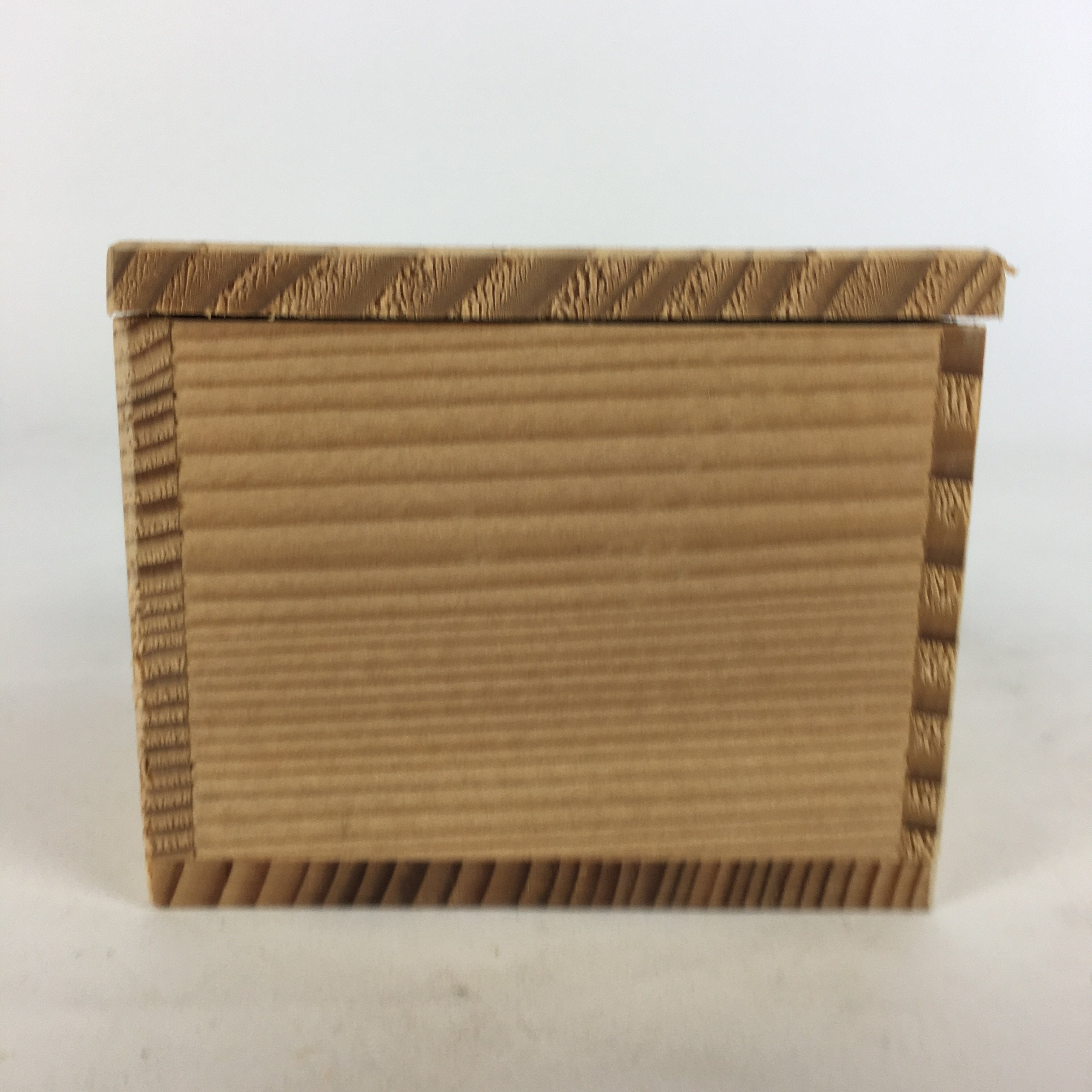 Japanese Wooden Storage Box Pottery Vtg Small Hako Inside 7.1x 6.9x5.4cm WB807