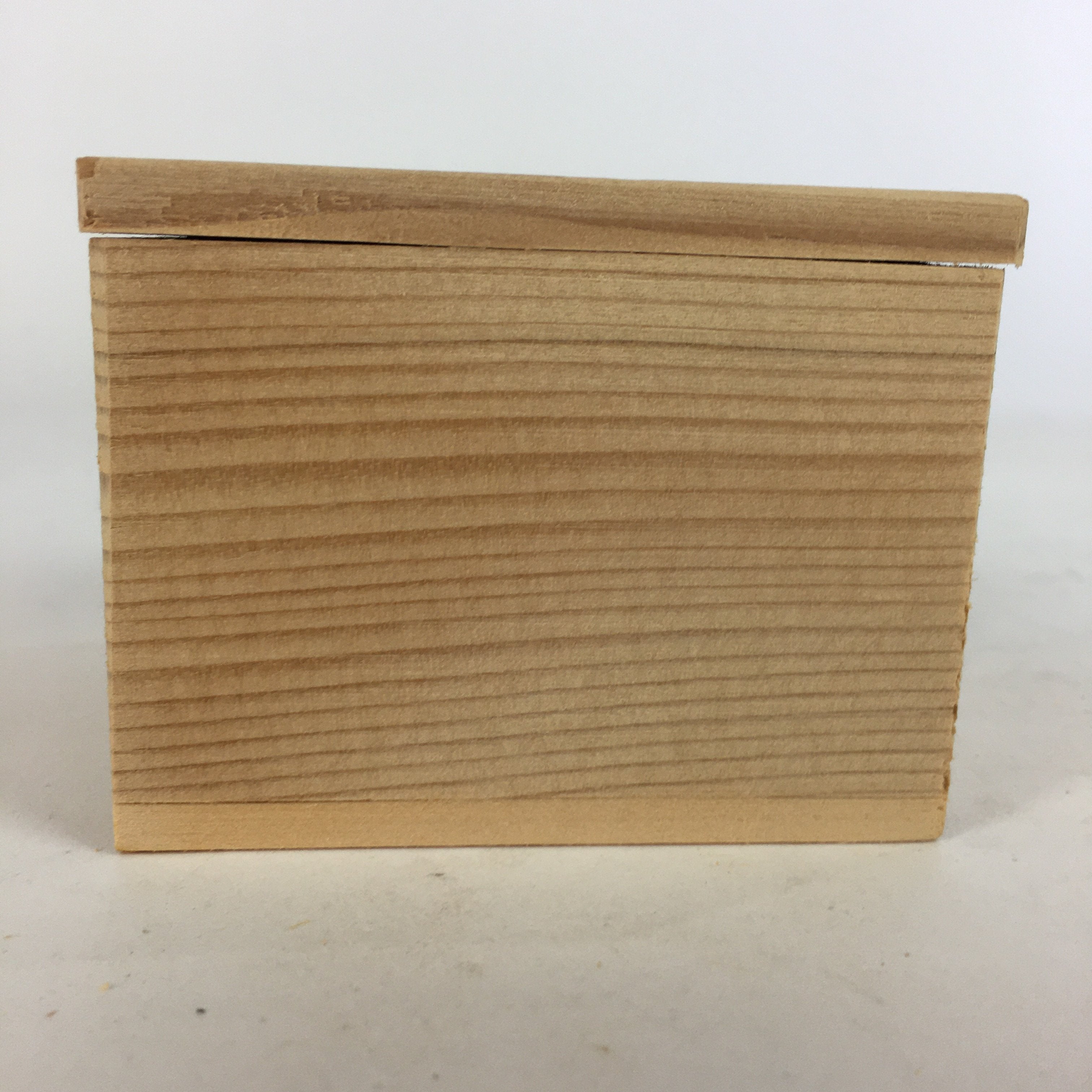 Japanese Wooden Storage Box Pottery Vtg Small Hako Inside 7.1x 6.9x5.4cm WB807